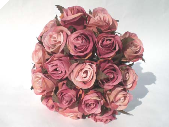 Silk Rose Bud Bouquet - Burgundy