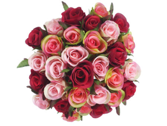 Silk Rose Bud Bouquet - Deep Rose - 30 buds