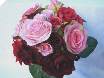 Silk Rose Mixed Bouquet - Deep Rose