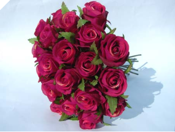 Silk Rose Bud Bouquet - Red