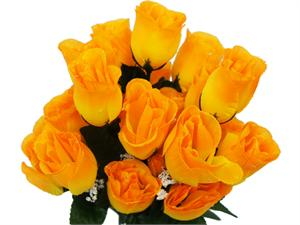 Silk Rose Buds - Orange/Yellow 1-bunch