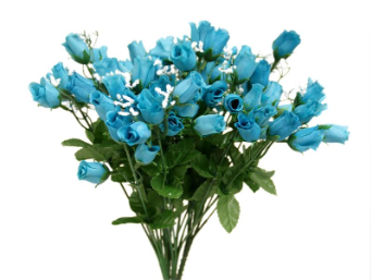 Mini Rose Buds - Turquoise 1-bunch