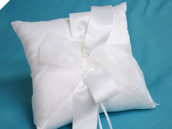 Sheer Bow Ring Pillow - White