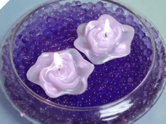 5.08cm Lavender Floating Rose Candles - 3/pk