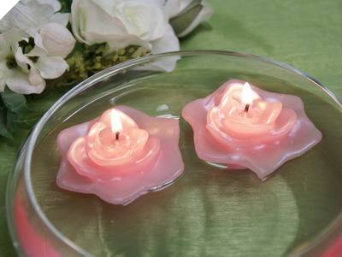 5.08cm Pink Floating Rose Candles - 3/pk