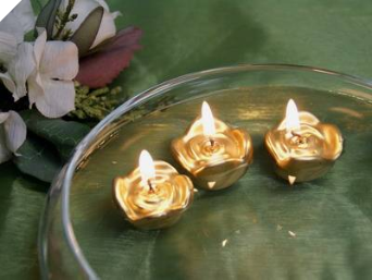 Mini Floating Rose Candle Gold-12/pk