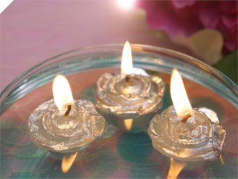 Mini Floating Rose Candle Silver-12/pk