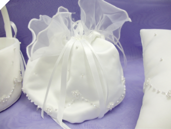 Satin & Pearls Bridal Purse - White (Pouch)