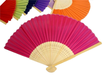 Asian Silk Folding Fans - Fuchsia