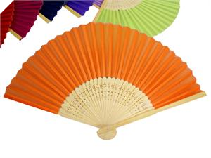Asian Silk Folding Fans - Orange