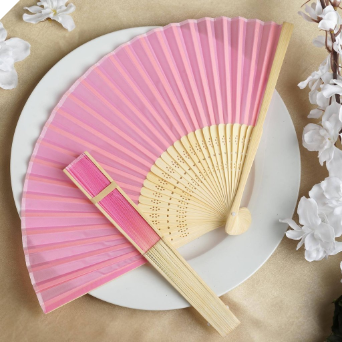 Asian Silk Folding Fans - Pink