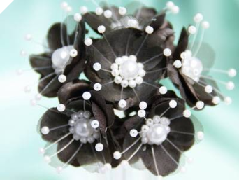 Faux Pearl Flower-Black.72/pk
