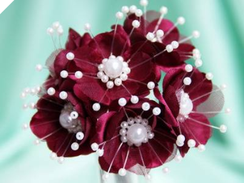 Faux Pearl Flower-Burgundy.72/pk