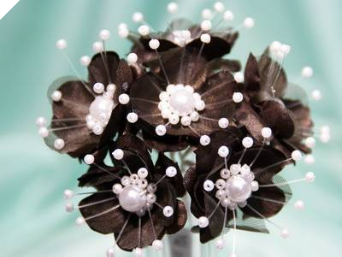 Faux Pearl Flower-Chocolate 72/pk