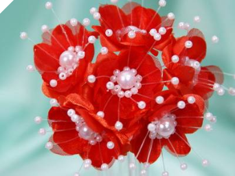 Faux Pearl Flower-Red.72/pk