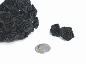 Ribbon Roses-Black.144/pk