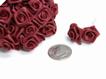 Ribbon Roses-Burgundy.144/pk
