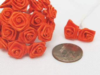 Ribbon Roses-Orange.144/pk