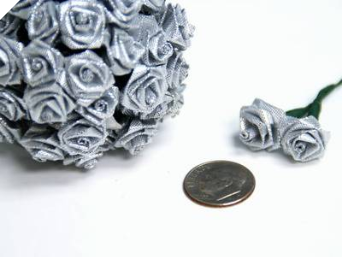 Ribbon Roses-Silver.144/pk