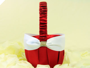 Red & White Wedding Flower Girl Basket