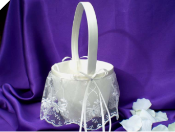 Classic Beauty Wedding Flower Girl Basket - Ivory