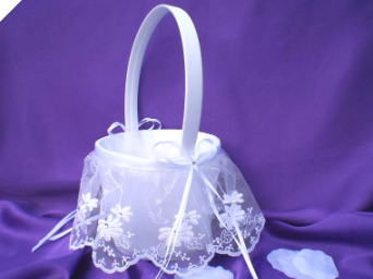 Classic Beauty Wedding Flower Girl Basket - White