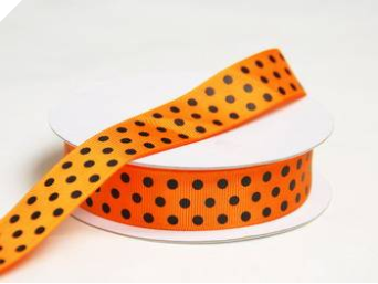 2.22cm Polka Dot Ribbon-Orange with Black