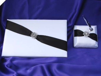 Black & White Guest Book with Pen Block