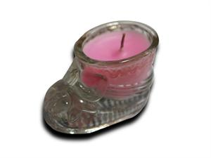 Glass Baby Boot Candle - PINK