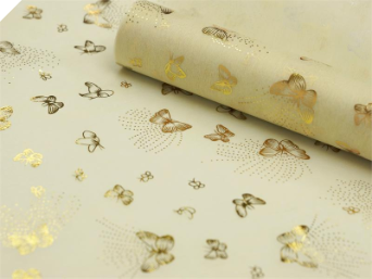 Non-woven Butterfly Fabric Gold/Ivory - 48cm x 9.14m
