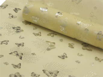 Non-woven Butterfly Fabric Silver/Ivory - 48cm x 9.14m