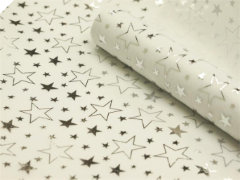 Non-woven Star Print Fabric Silver/White - 48cm x 9.14m