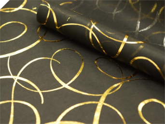 Non-woven Swirl Print Fabric Gold/Black - 48cm x 9.14m