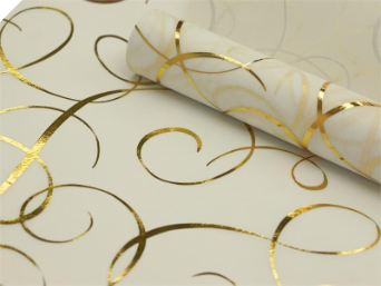 Non-woven Swirl Print Fabric Gold/White - 48cm x 9.14m