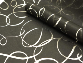Non-woven Swirl Print Fabric Silver/Black - 48cm x 9.14m