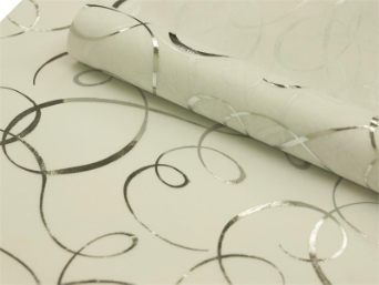 Non-woven Swirl Print Fabric Silver/White - 48cm x 9.14m