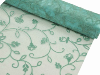 Organza Embroidery Roll 30.48cm x 9.14m - Turquoise