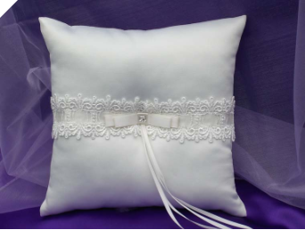 Elegance Wedding Ring Pillow-White