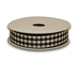 1.58cm Gingham Ribbon - Black (Out of Stock)