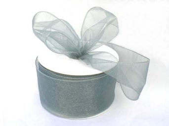 6.35cm x 22.86metres  Wired Organza - Silver