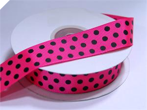 2.22cm Polka Dot Ribbon-Hot Pink