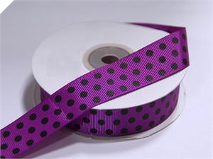 2.22cm Polka Dot Ribbon-Purple with Black