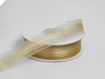 2.22 cm Satin Stripe Organza - Gold