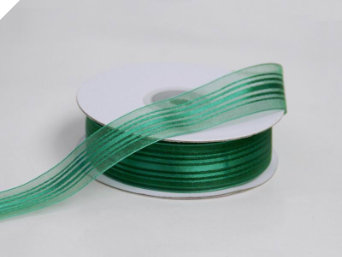 2.22 cm Satin Stripe Organza - Hunter Green