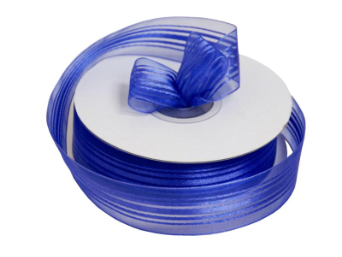 2.22 cm Satin Stripe Organza - Royal Blue