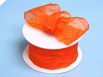3.81cm Wired Organza-Coral Orange