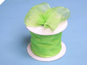 6.35cm x 22.86metres Wired Organza - Apple Green