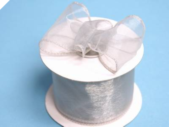 6.35 cm Wired Organza-Silver (Out of Stock)