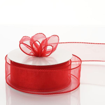 3.81cm Wired Organza-Red (Out of Stock)