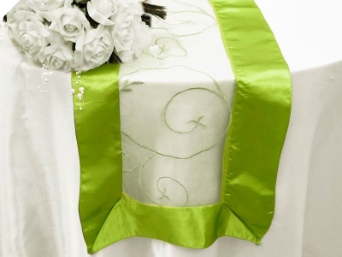 Motif Embroidery Table Runner - Apple Green